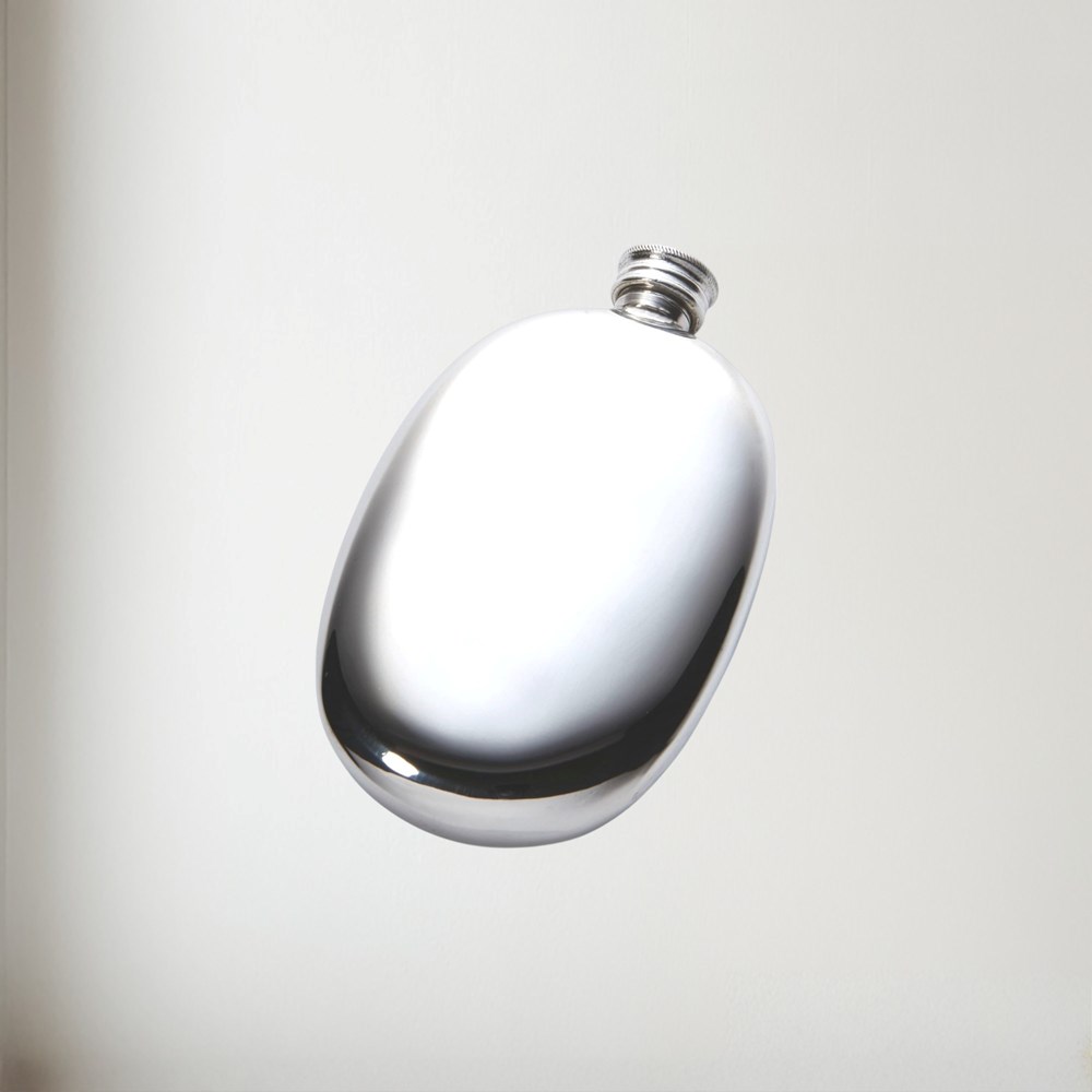 Pewter Oval Pebble Flask