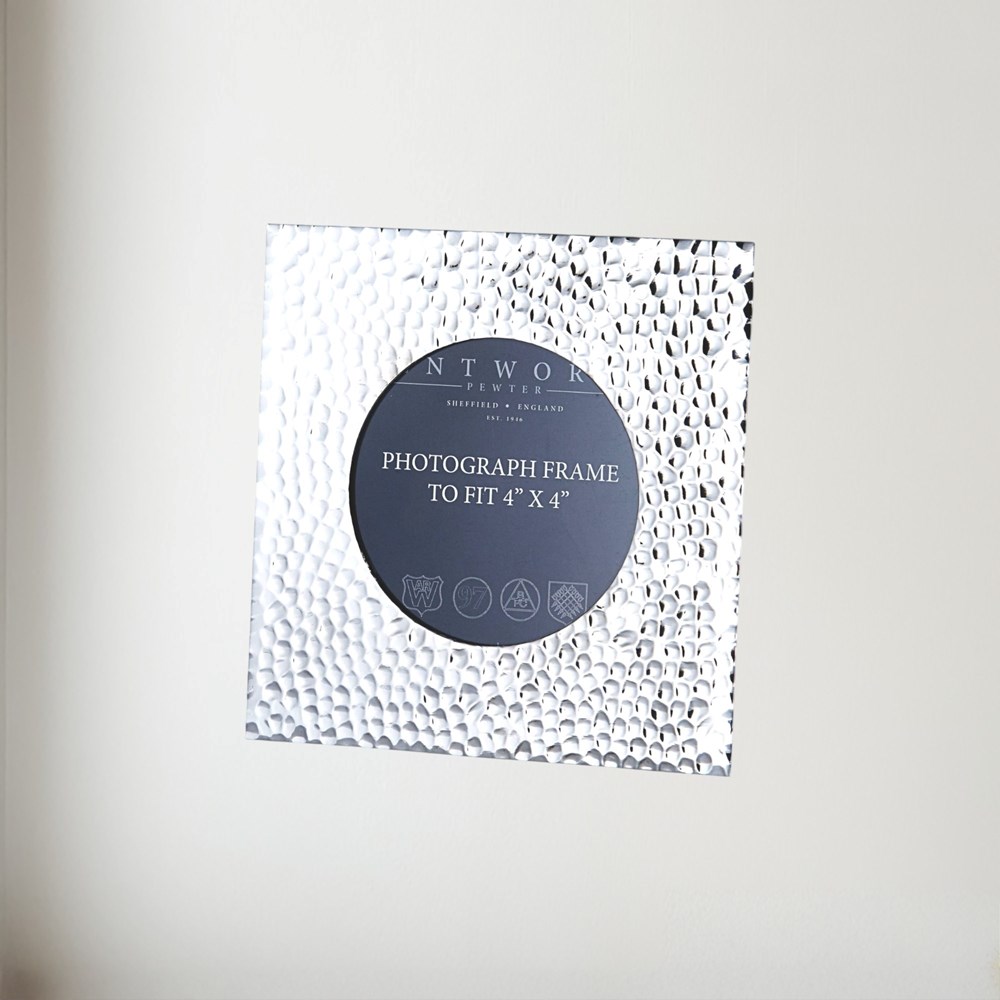 Small Hammered 4"X4" Pewter Picture Frame Small Hammered 4"X4" Pewter Picture Frame
