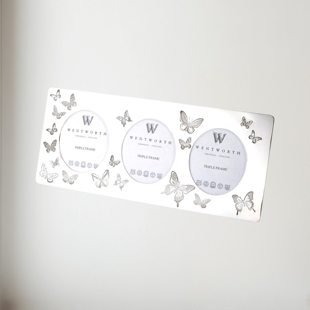 Butterfly Pewter Triple Picture Frame Butterfly Pewter Triple Picture Frame