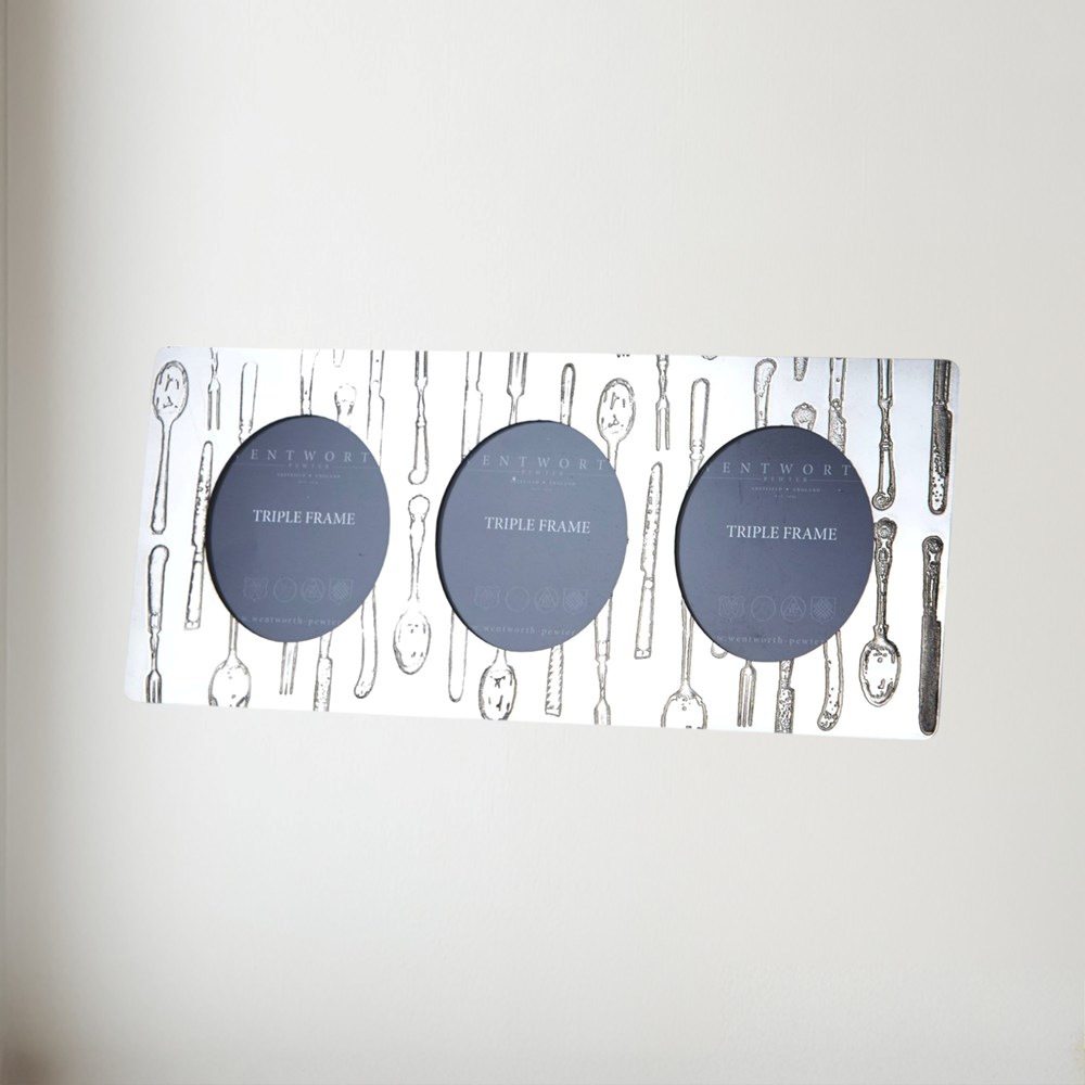 Triple Knife Fork Spoon Pewter Frame Triple knife fork spoon pewter frame