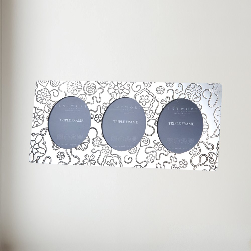 Triple Yorkshire Rose Pewter Frame Triple Yorkshire Rose Pewter Frame