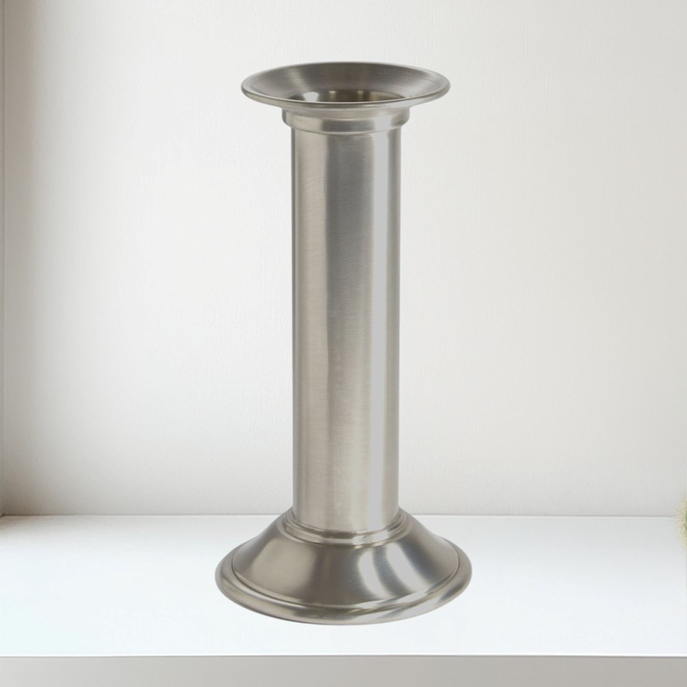 Large Pillar Antique Finish Pewter Candle Holder