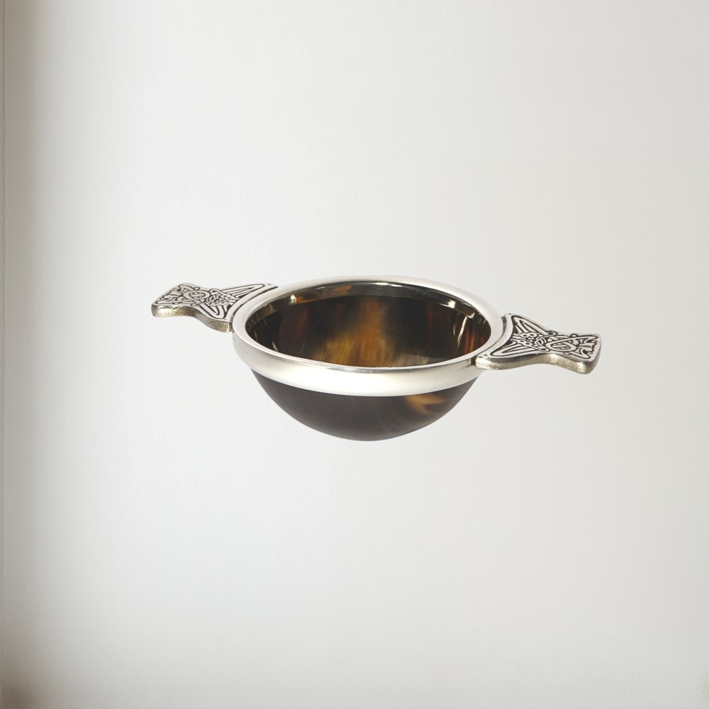 100mm Horn And Pewter Quaich 70104 4" horn and pewter quaich