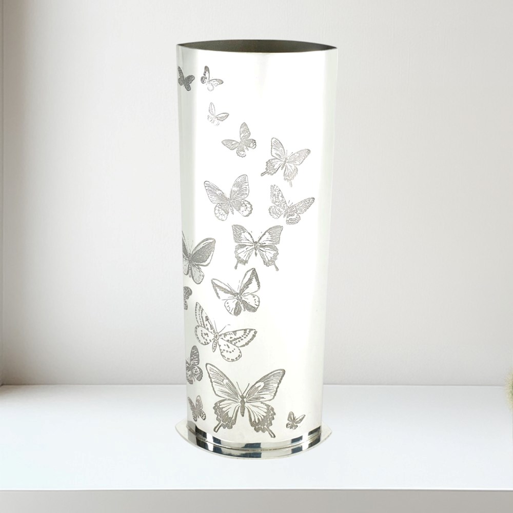 Butterfly Pattern Pewter Vase Butterfly Pattern Pewter Vase