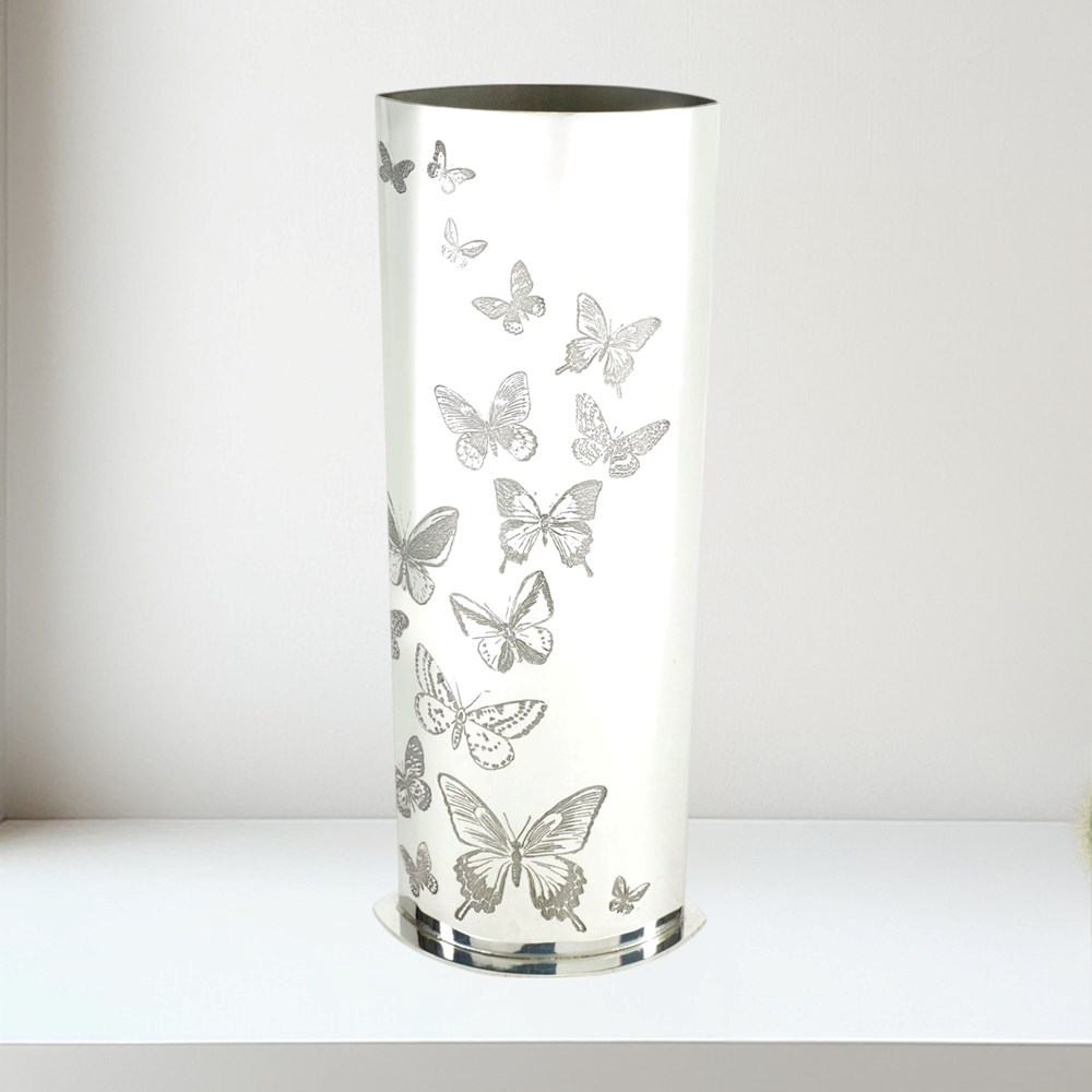 Butterfly Pattern Pewter Vase Butterfly Pattern Pewter Vase