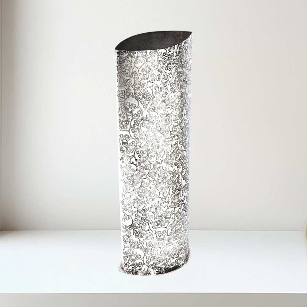 Love Skull Pattern Pewter Vase Love Skull Pattern Pewter Vase
