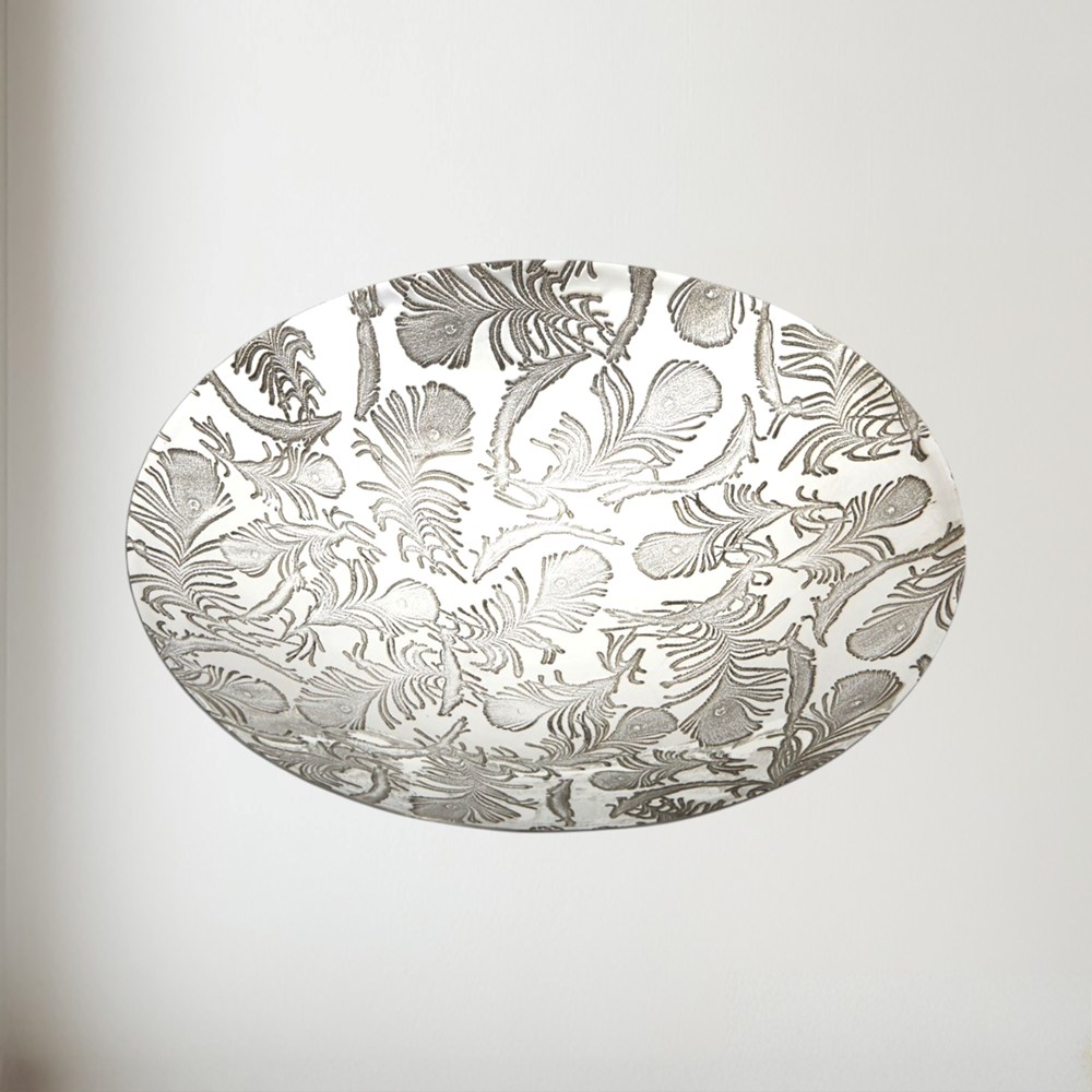 Peacock Feathers Pewter Bowl Peacock Feathers Pewter Bowl