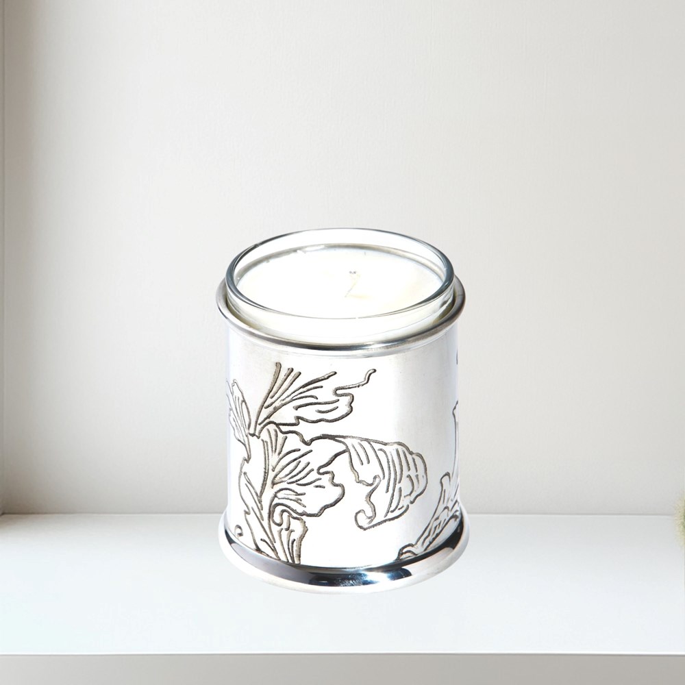 Acanthus Pattern Pewter Candle Votive Acanthus Pattern Pewter Candle Votive