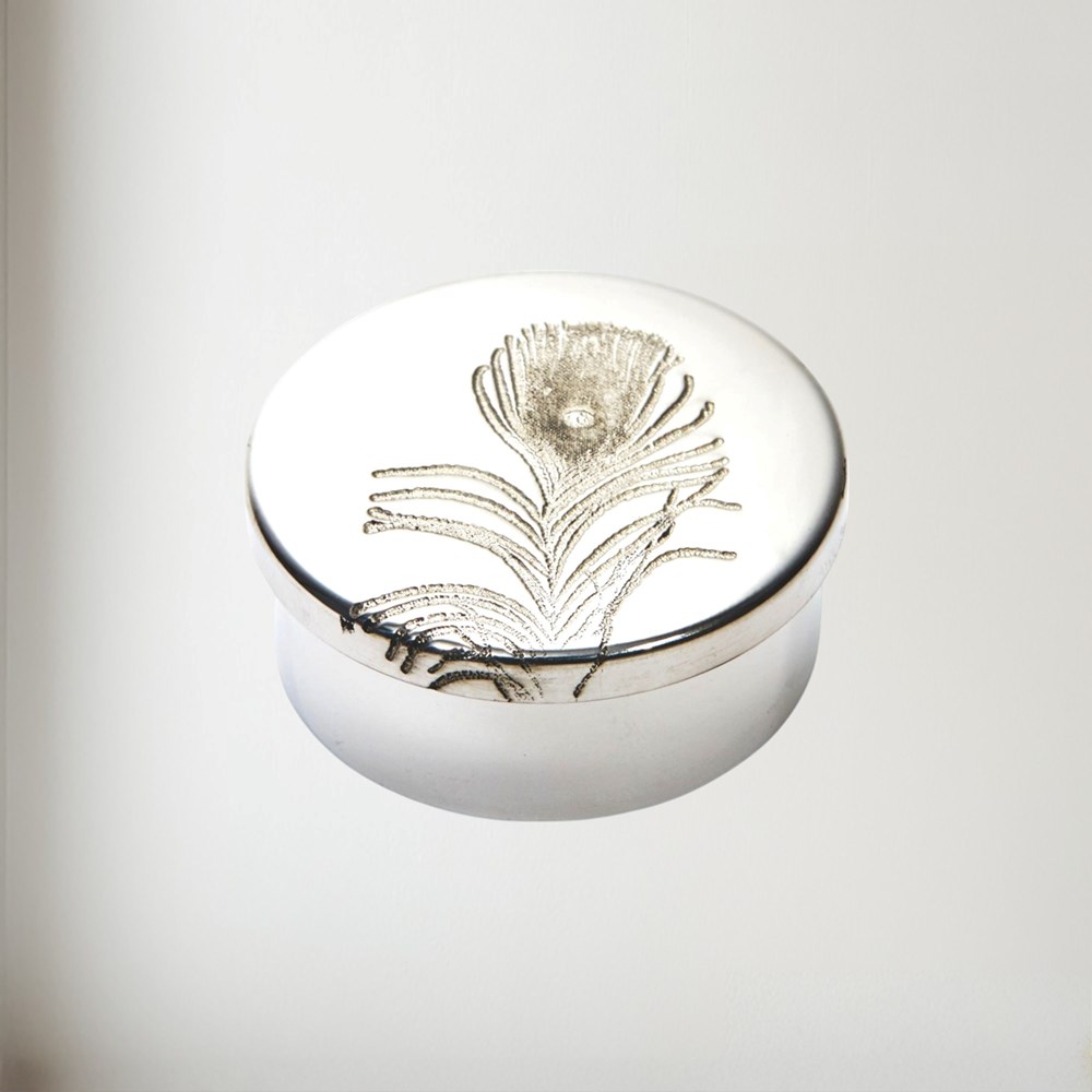 Small Peacock Pewter Trinket Pill Box Small Peacock Pewter Trinket Pill Box