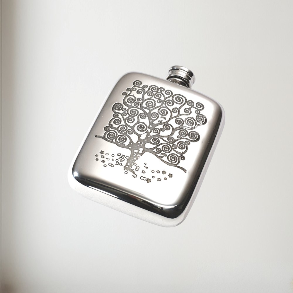 4oz Tree of Life Tree Pewter Pocket Flask