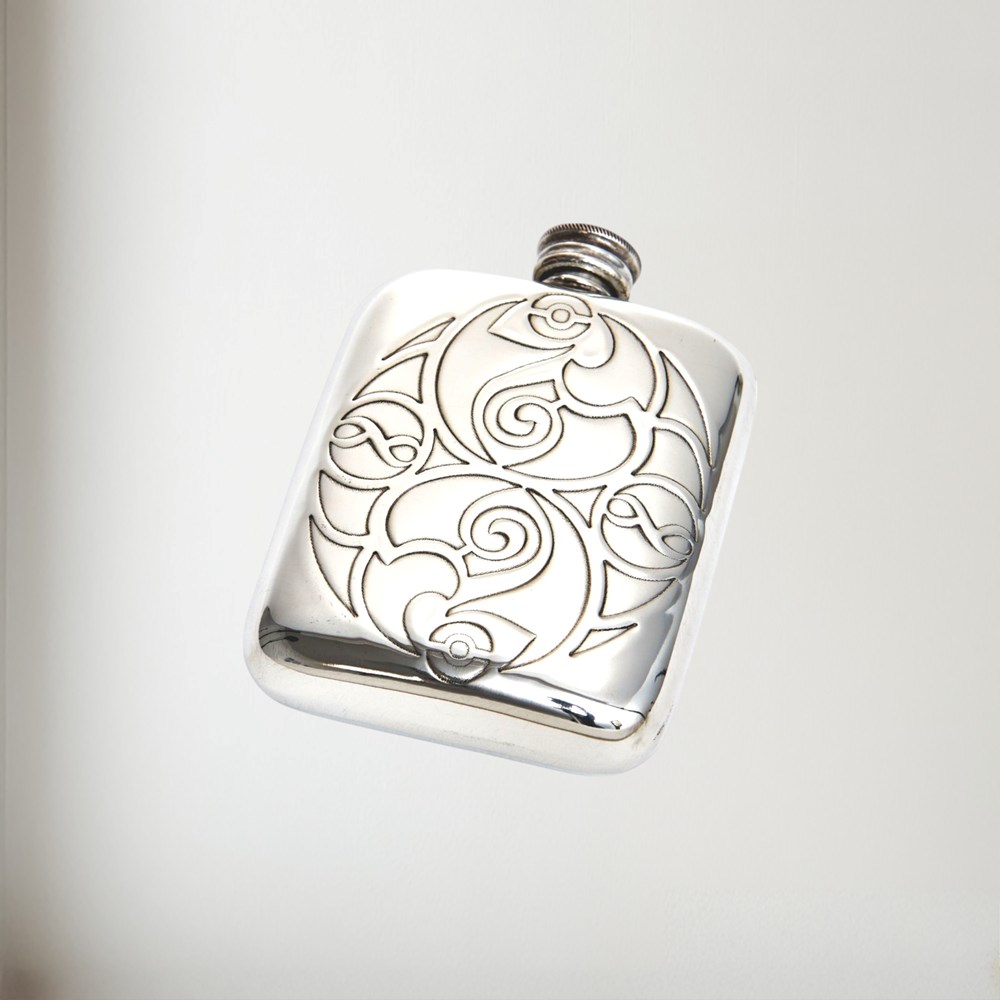 Celtic Spirals 4oz Pewter Pocket Flask Celtic spirals 4oz pewter pocket flask