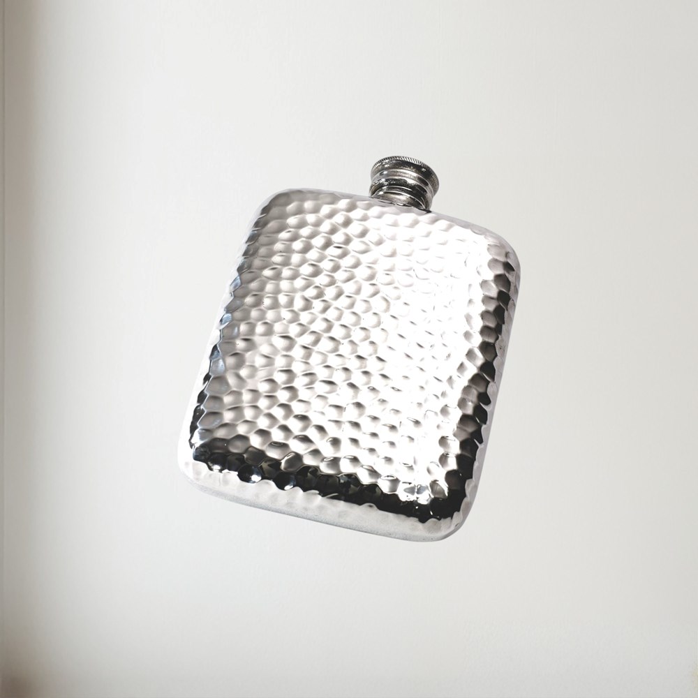 4oz Hammered Pewter Pocket Flask