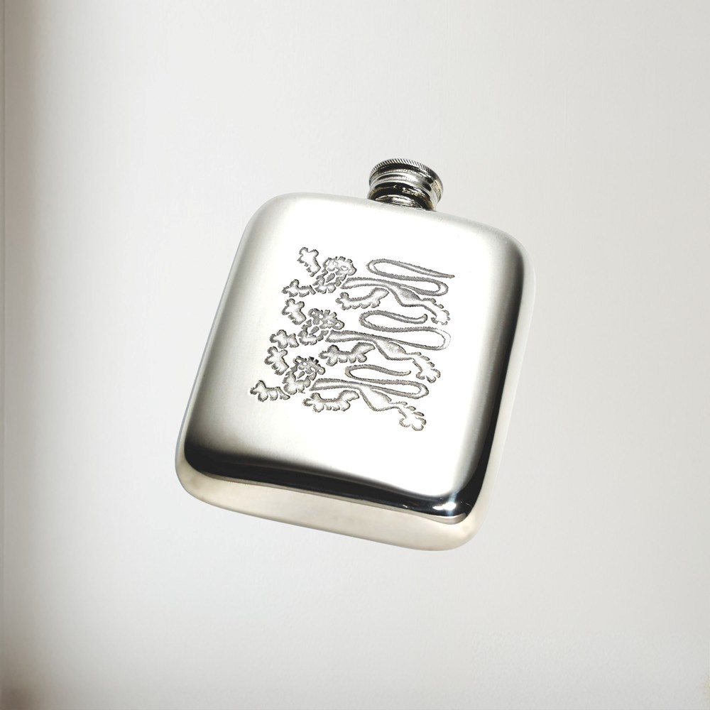4oz Three Lions pewter pocket Flask