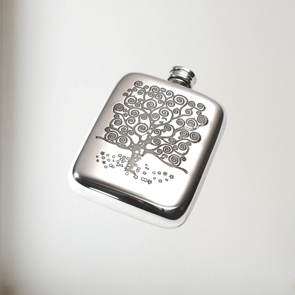 4oz Tree Of Life Tree Pewter Pocket Flask 4oz Tree of Life Tree Pewter Pocket Flask