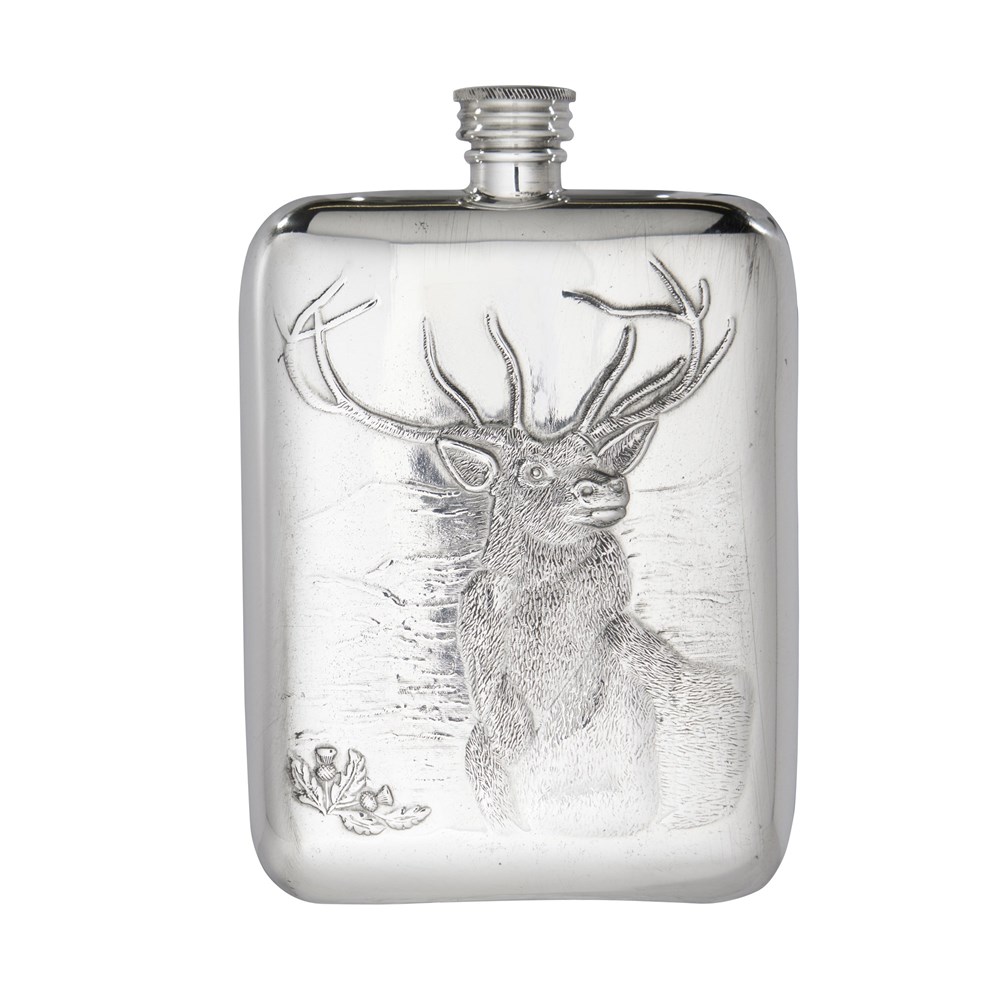 6oz Monarch of the Glen Pewter Pocket Flask
