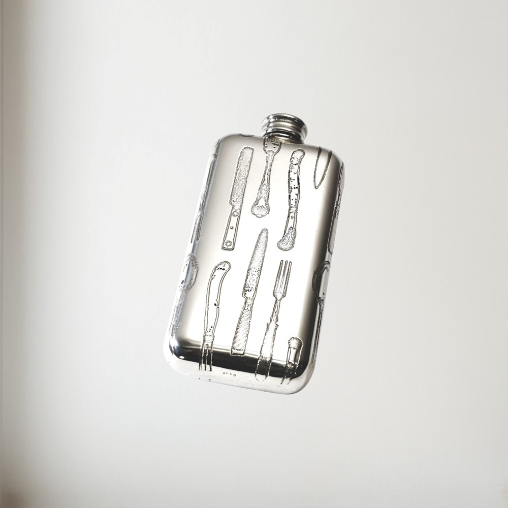 Small Knife Fork Spoon Pewter Pocket Flask Small Knife Fork Spoon Pewter Pocket Flask