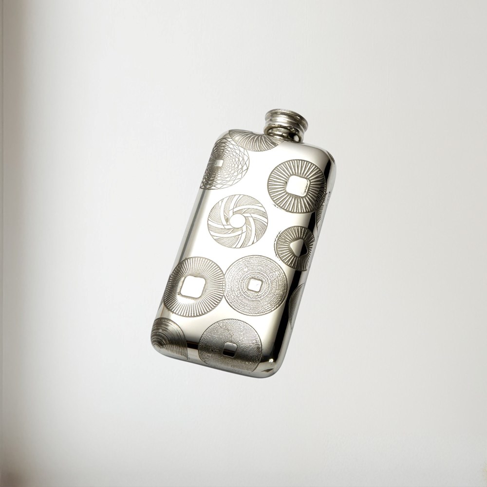 millstones pattern pewter pocket flask 3oz 