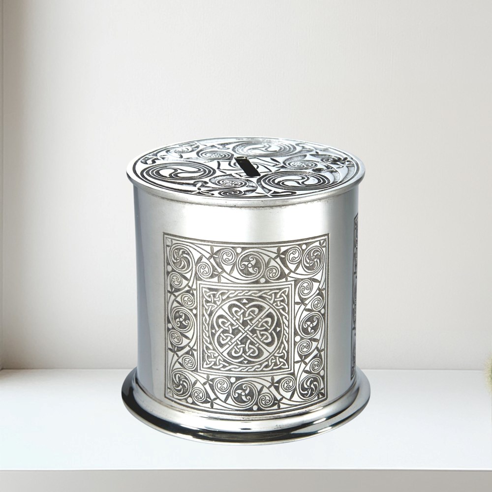 Celtic Spiral Pewter money box
