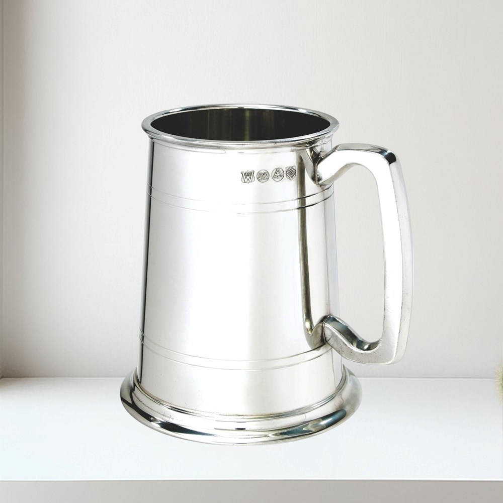 Double Lined 1 pint Pewter Tankard