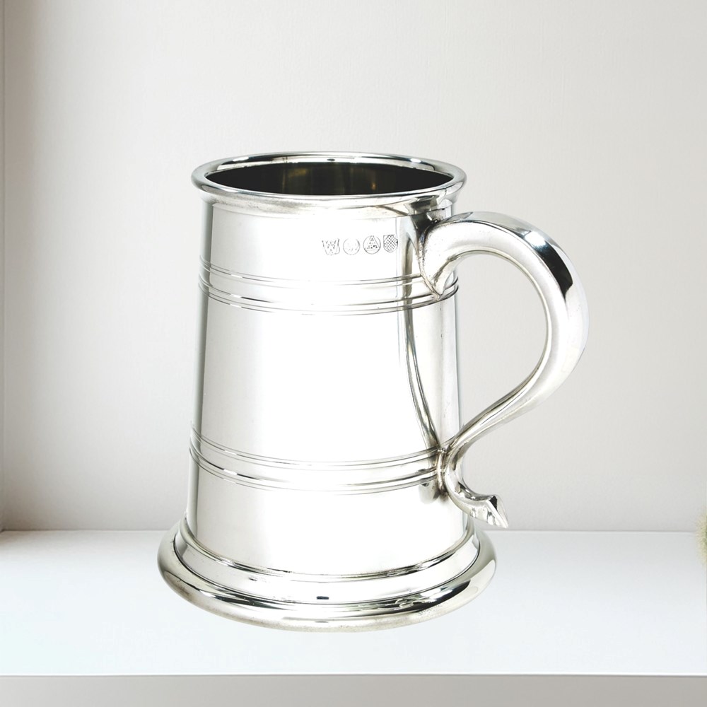 One Pint Heeley Pewter Lined Tankard 1 pint heeley heavy pewter tankard