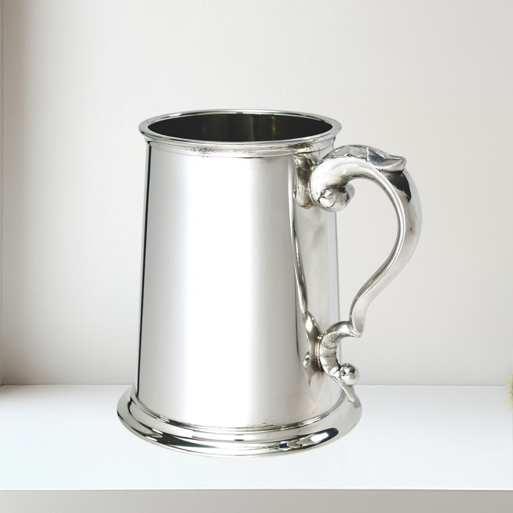Plain  Pewter Tankard  fancy handle