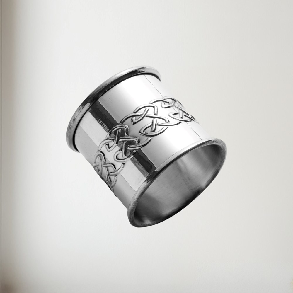 Embossed celtic pewter napkin ring
