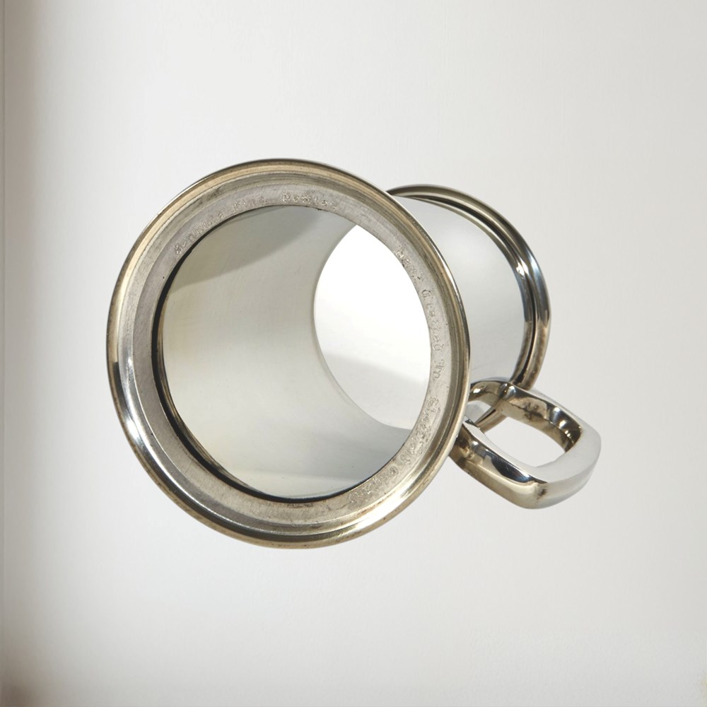 Plain Glass Base One Pint Heavy Pewter Tankard Plain1 pint Heavy Pewter Tankard with Glass Base