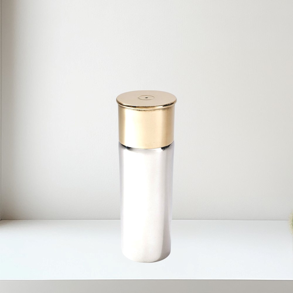 Pewter And Brass 4oz Cartridge Flask Pewter and Brass 4oz Cartridge Flask
