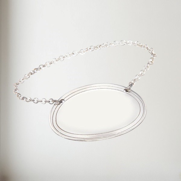 Cast Pewter Plain oval decanter label