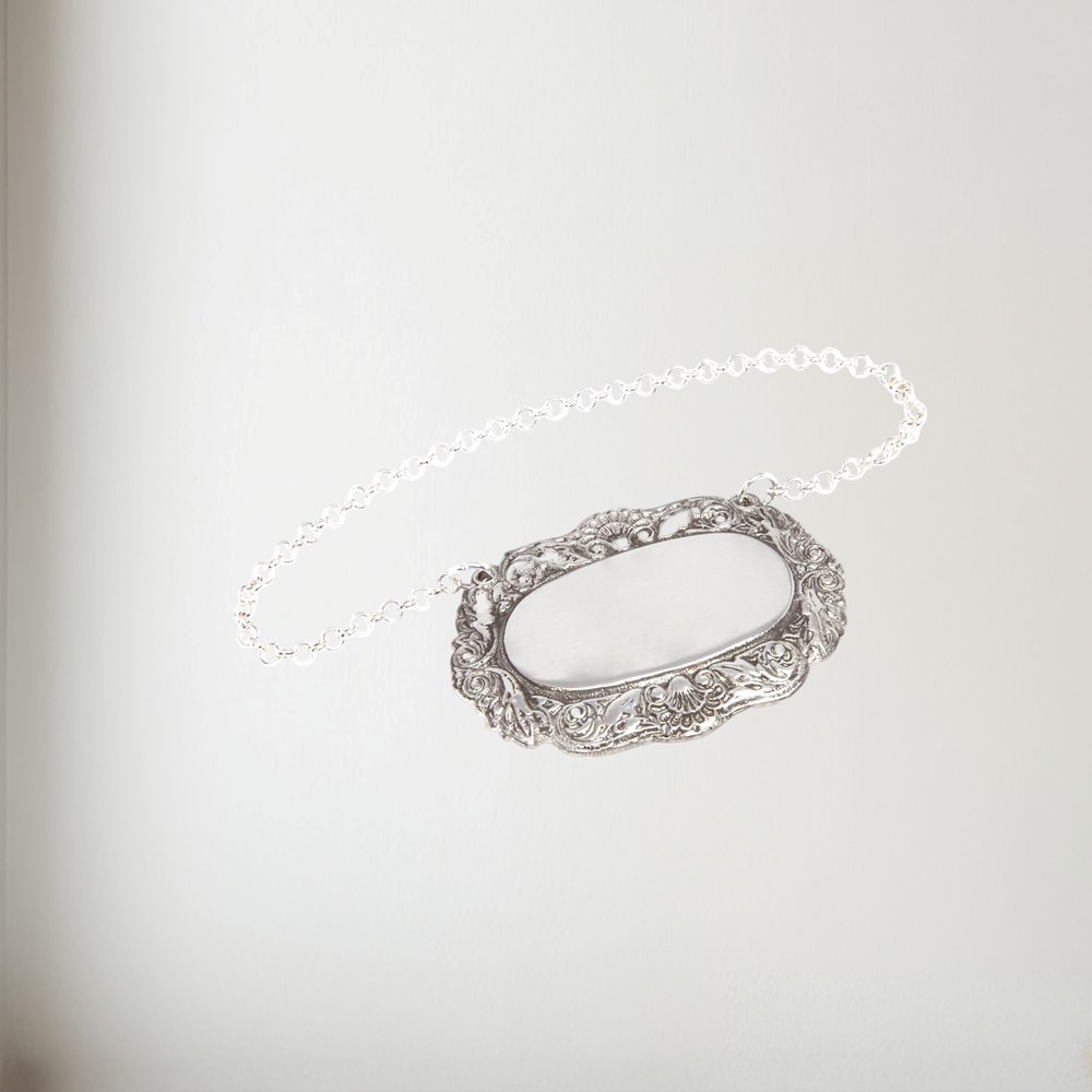 Cast Pewter Shell Pattern Decanter Label Cast Pewter Shell Pattern Decanter Label