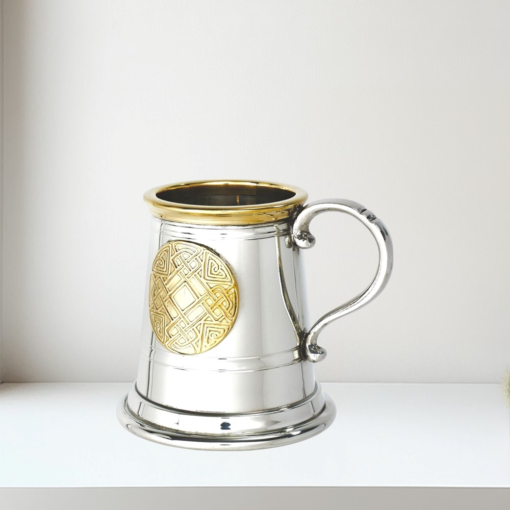 Quarter Pint Celtic Gold Pewter And Brass Baby Mug Quarter pint celtic gold Pewter and Brass Baby mug