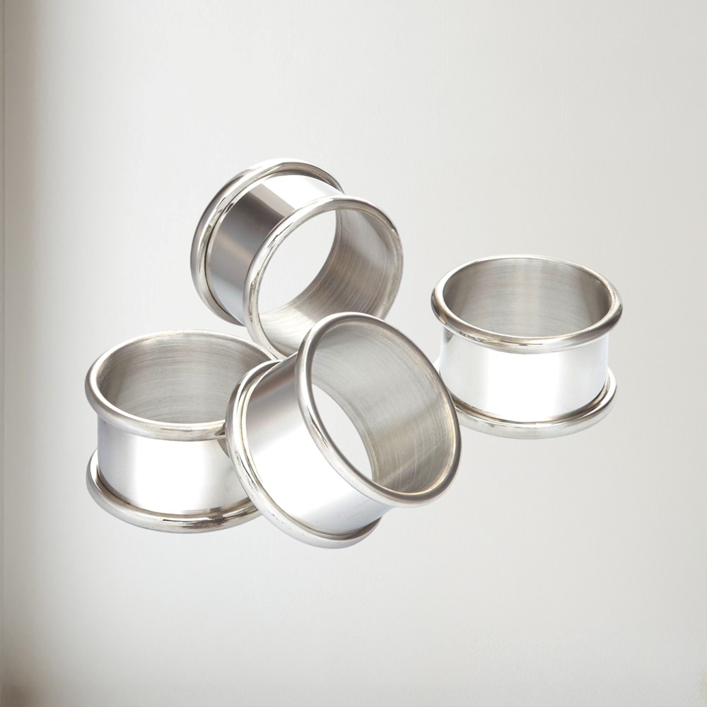 Set Of Four Pewter Napkin Rings