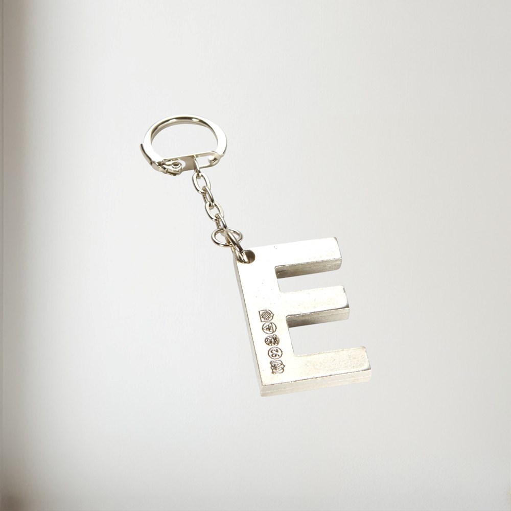 Initial E Touchmarked Pewter Keyring