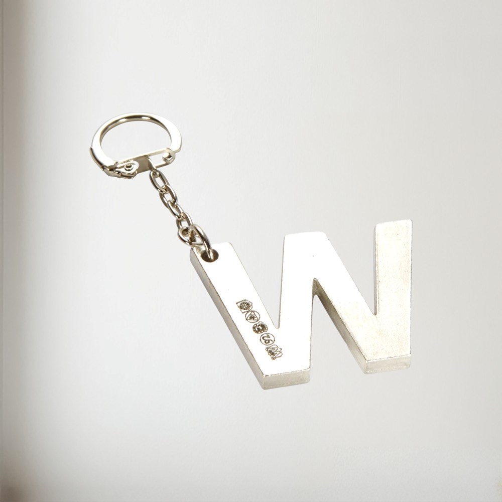 Initial W Touchmarked Pewter Keyring KEYRING-W