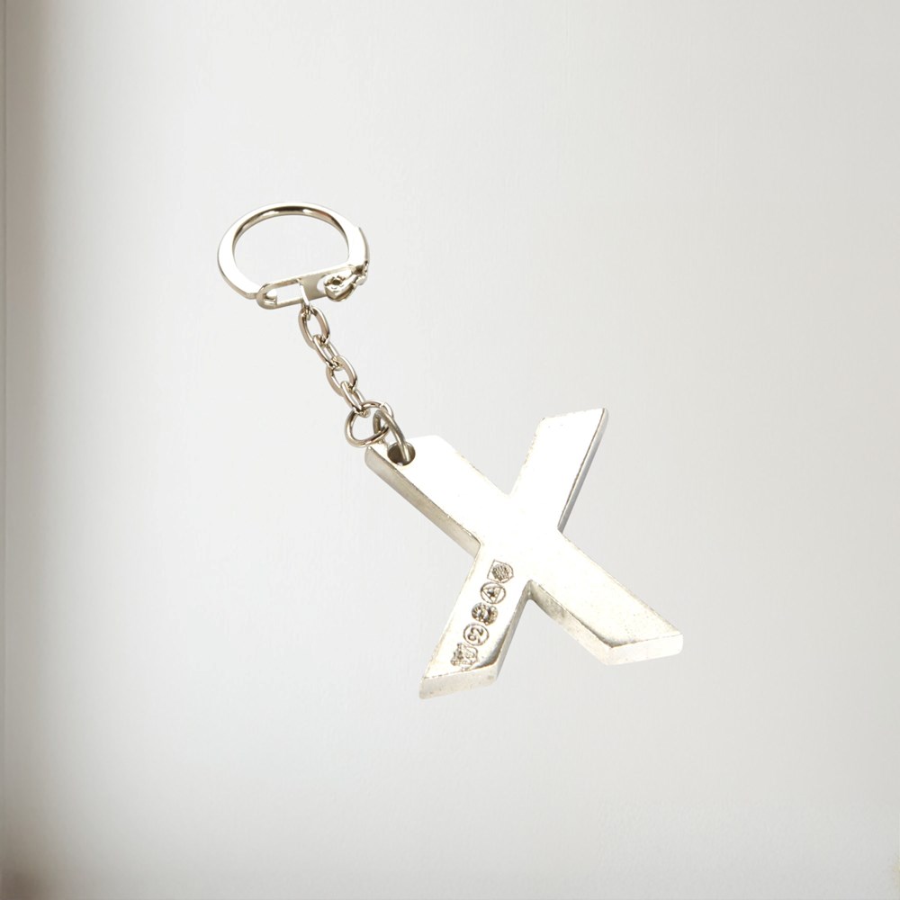Initial X Touchmarked Pewter Keyring KEYRING-X